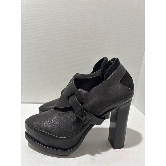 RAG & BONE New York Black Leather pumps Heels close toe Y2K straps size 39 - Picture 1 of 7